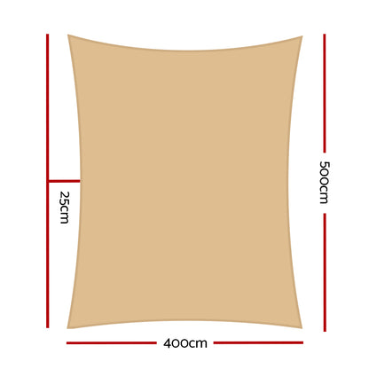Waterproof Shade Sail 4X5M Rectangle Sand 95% Shade Cloth