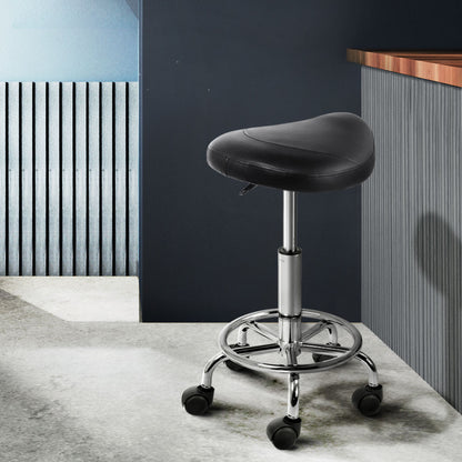 Salon Stool Saddle Swivel Chair Black