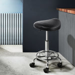 2x Salon Stool Saddle Swivel Chair Black