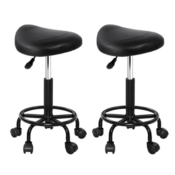  2X Salon Stool Saddle Swivel Chair