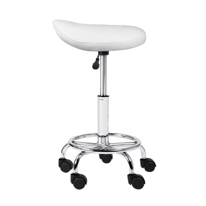 Salon Stool Saddle Swivel Chair White
