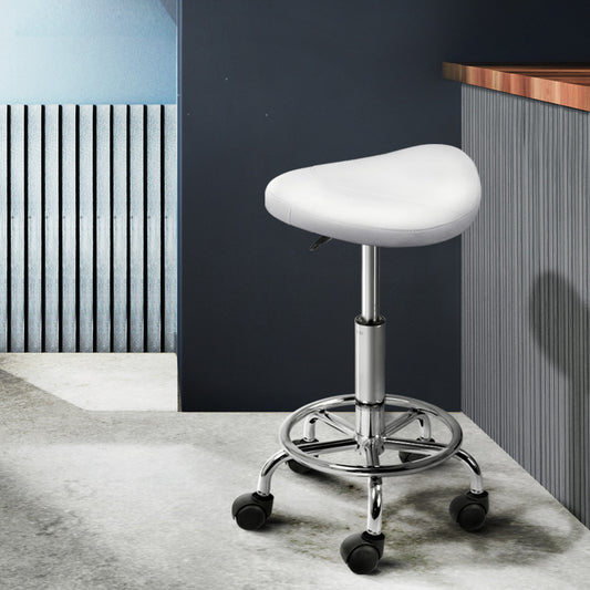 Salon Stool Saddle Swivel Chair White