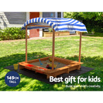 Kids Wooden Sandbox With Canopy & Water Basin 146Cm