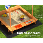 Kids Wooden Sandbox With Canopy & Water Basin 146Cm