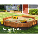 Kids Wooden Round Sandpit With Cover & Bench