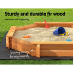 Kids Wooden Round Sandpit With Cover & Bench