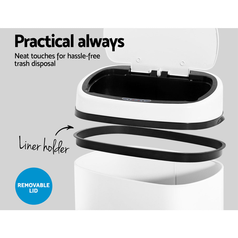 58L Motion Sensor Bin Rubbish Automatic White