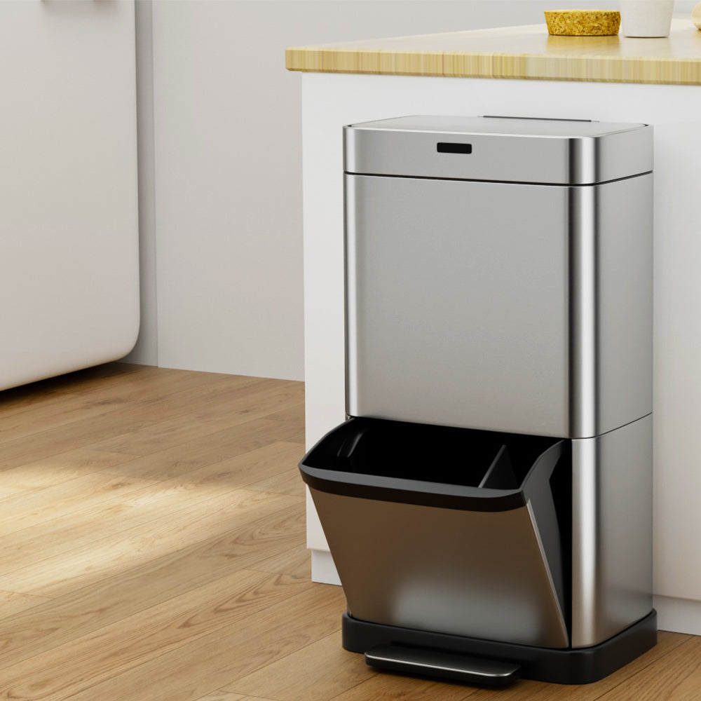 Stainless Steel 70L Motion Sensor Bin with Pedal Bins