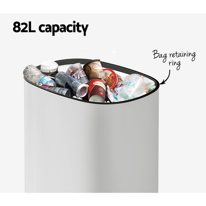White/Black 82L Motion Sensor Bin Rubbish Waste