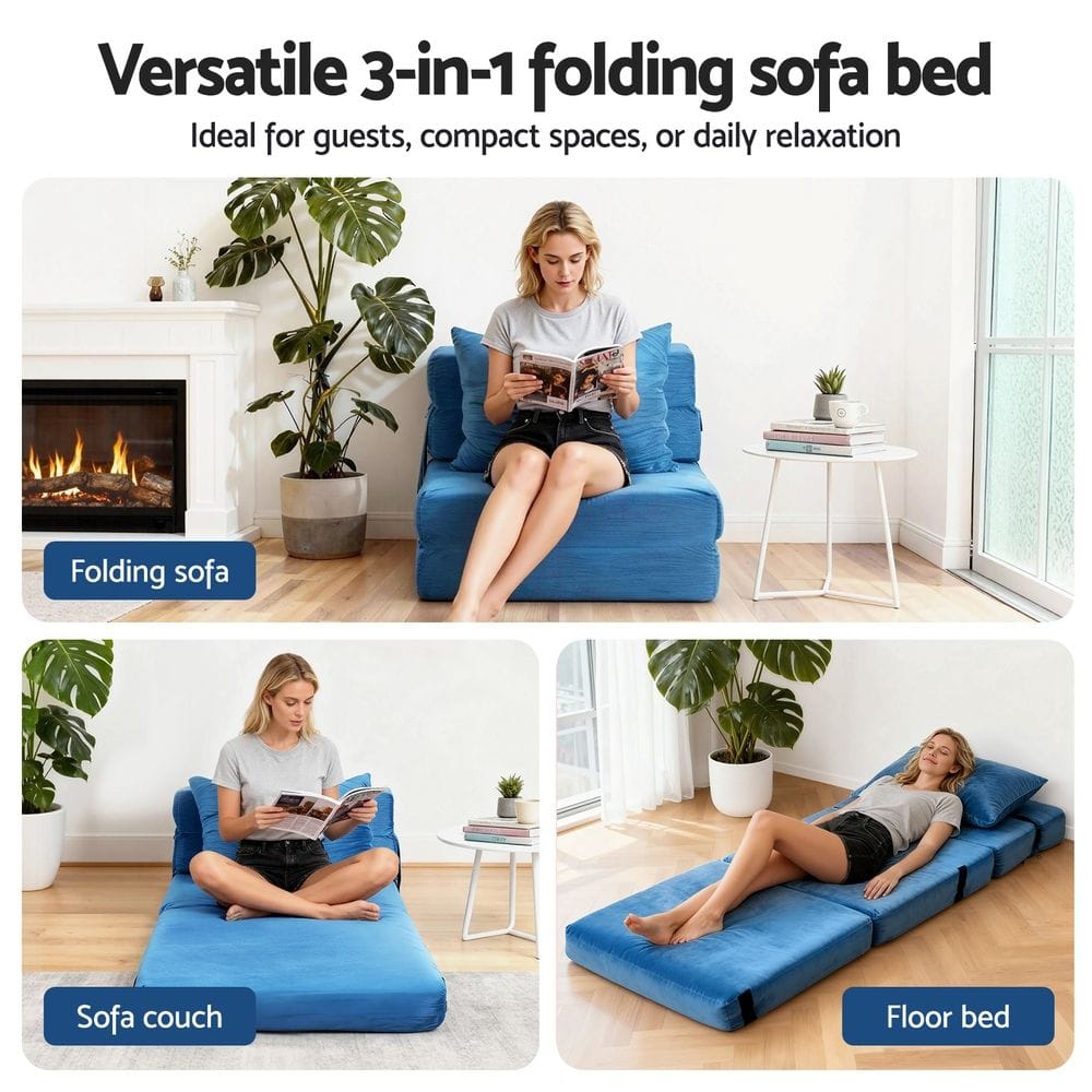 King Velvet Sofa Bed Lounge
