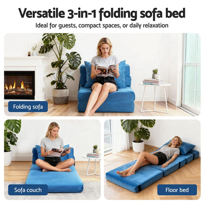 Blue sofa bed king, detail