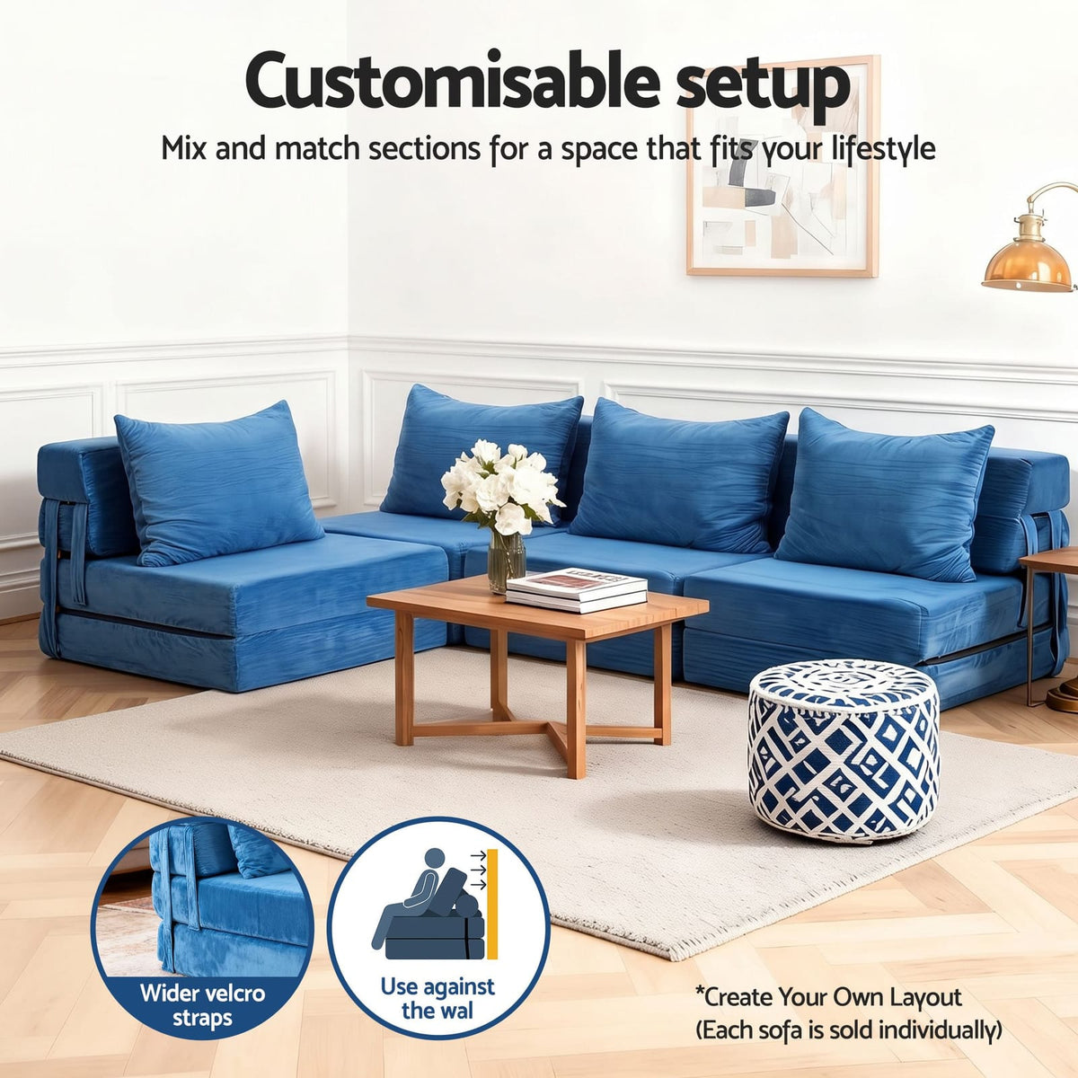 Blue sofa bed king, view 6