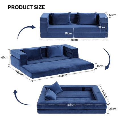 King Velvet Sofa Bed Converter