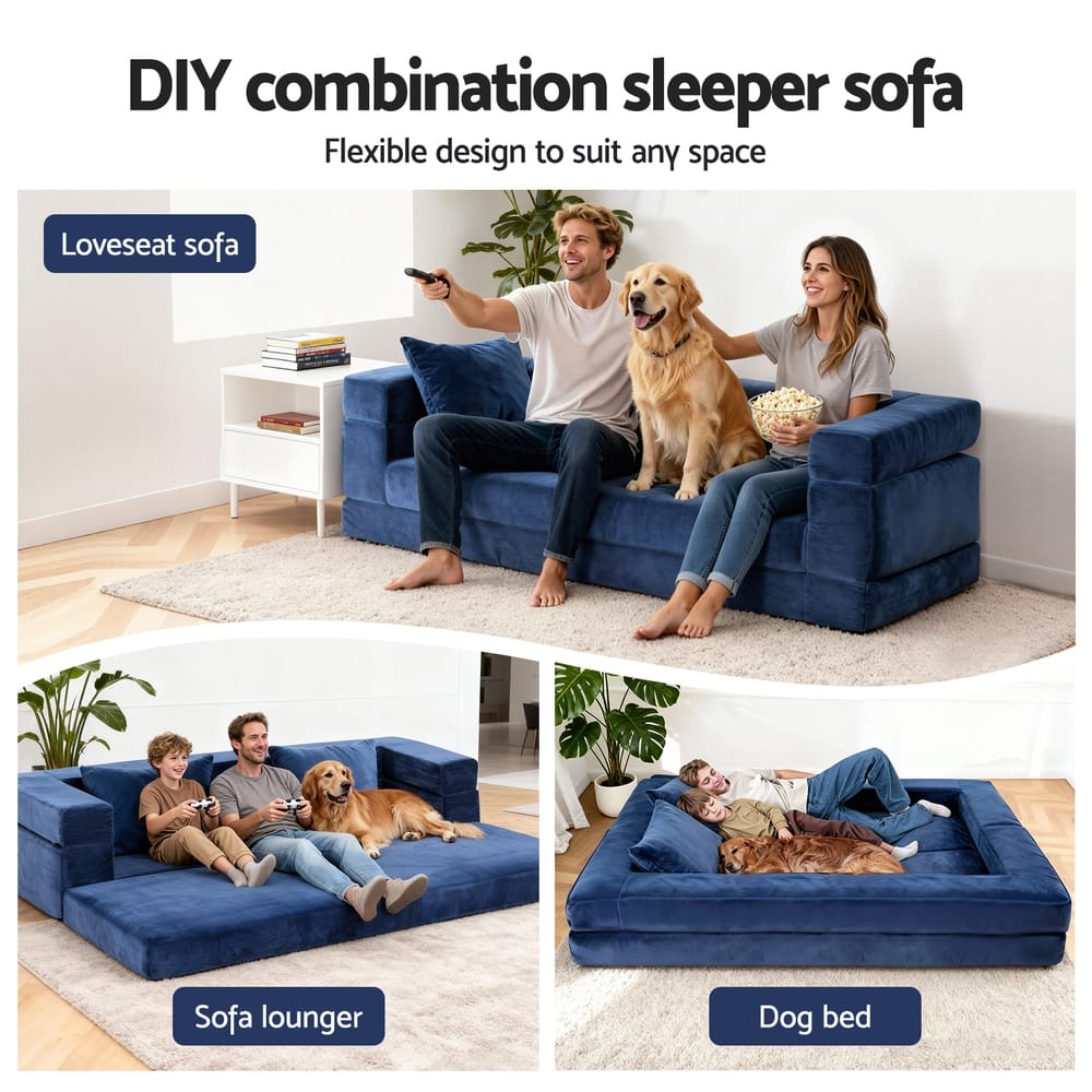 King Velvet Sofa Bed Converter