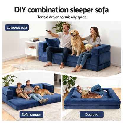 King Velvet Sofa Bed Converter