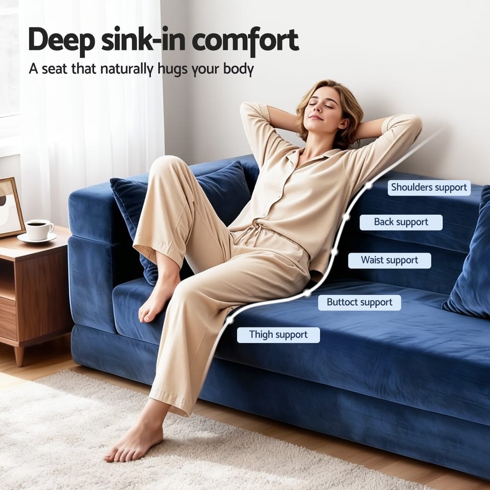 King Velvet Sofa Bed Converter