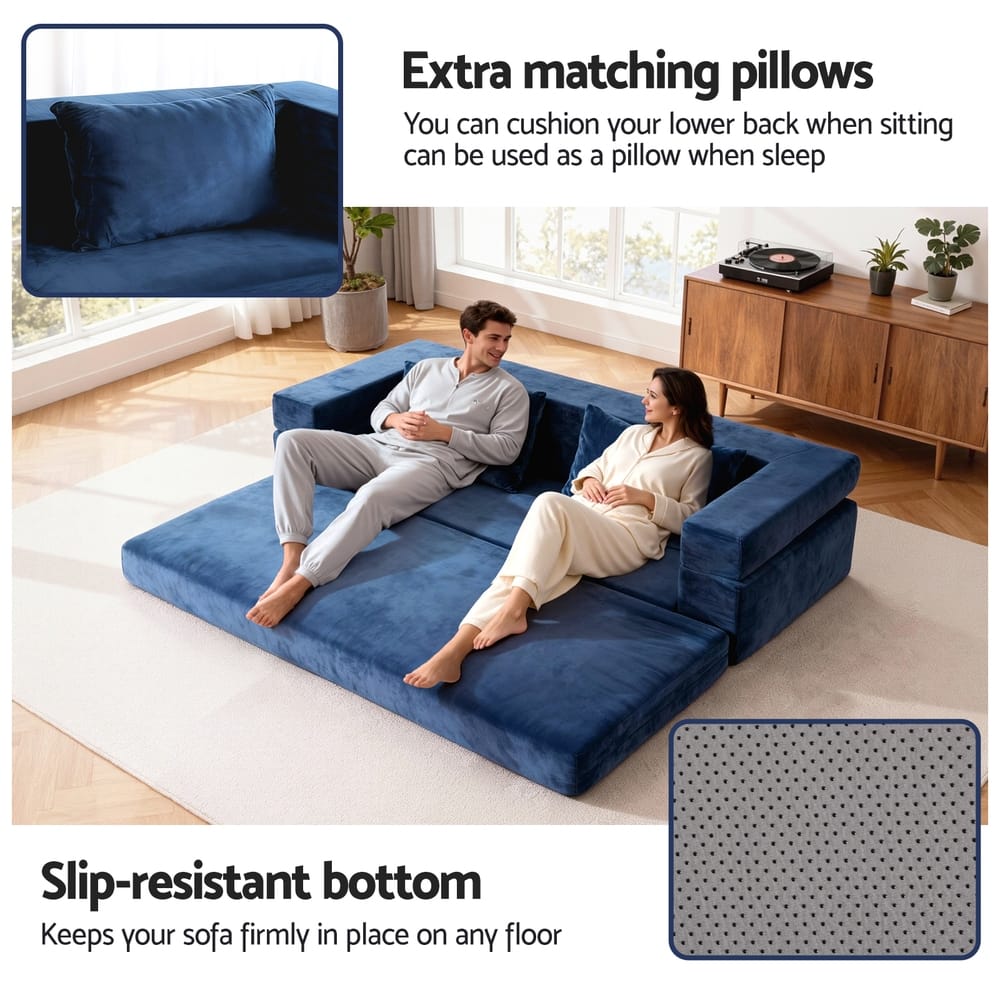 King Velvet Sofa Bed Converter