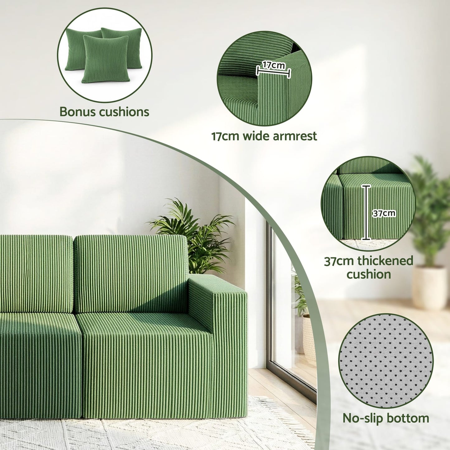 Modular Sofa Bed Green king