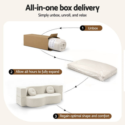 Folding Sofa Bed Beige 203x51x68cm
