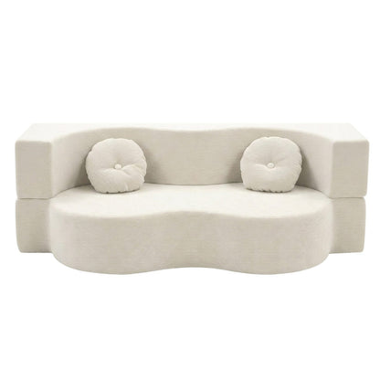 Folding Sofa Bed Beige 203x51x68cm
