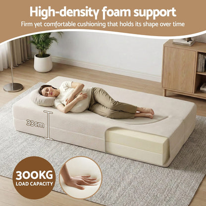 Folding Sofa Bed Beige 203x51x68cm