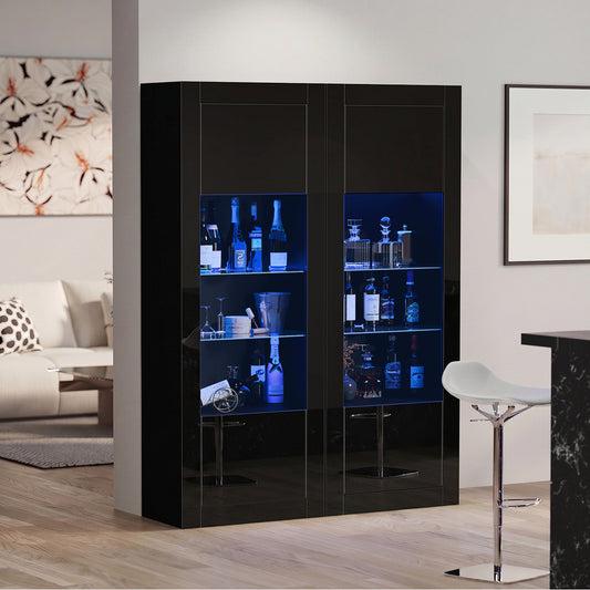 LED Display Cabinet Sideboard 170cm Black | HomeAndLiving