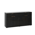 Sideboard High Gloss 4 Doors 2 Drawers Black