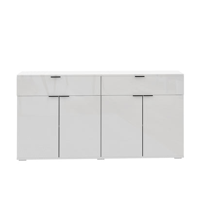 Sideboard High Gloss 4 Doors 2 Drawers Black