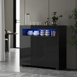 Buffet Sideboard LED RGB High Gloss 2 Doors Black/White