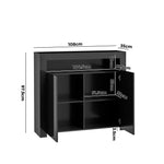 Buffet Sideboard LED RGB High Gloss 2 Doors Black/White