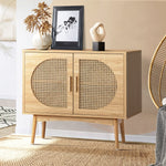 Sideboard Cabinet Buffet Rattan Furniture Cupboard Hallway Shelf Wood