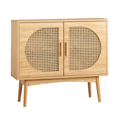 Sideboard Cabinet Buffet Rattan Furniture Cupboard Hallway Shelf Wood