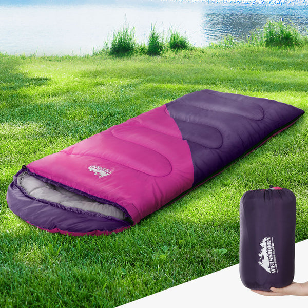  Sleeping Bag Kids Single 172Cm Thermal Camping Hiking Pink