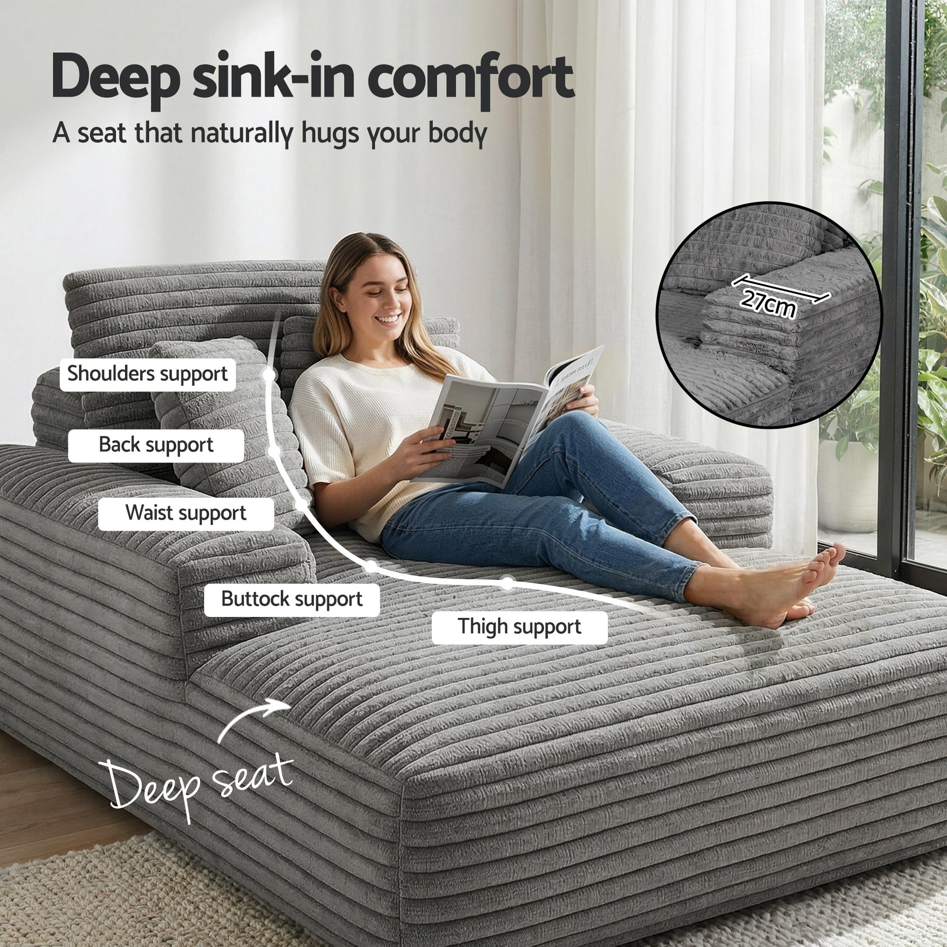 Sofa Bed Recliner Chair Pocket Spring Faux Fur | HomeAndLiving