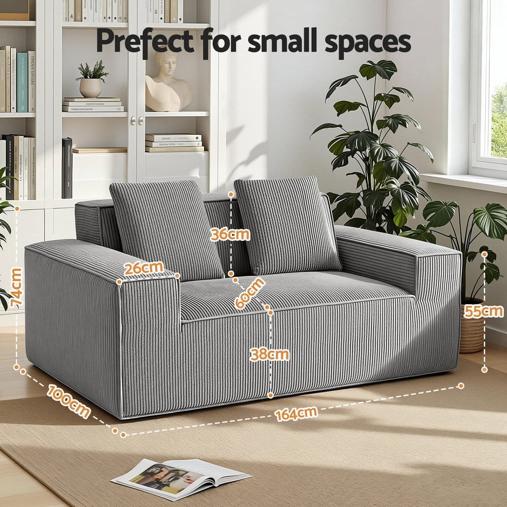 Grey sofa king, rear view