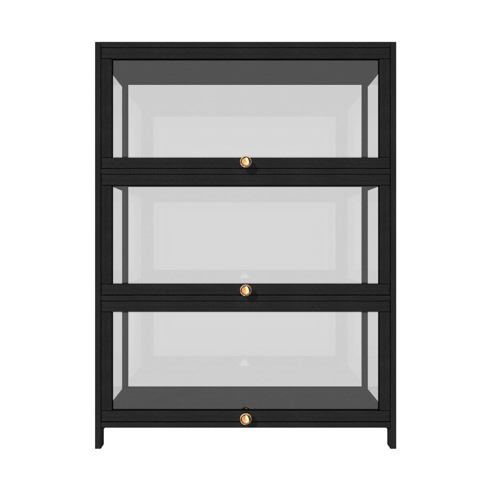 Display Cabinet 3 Tiers Clear Door Black