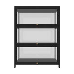 Display Cabinet 3 Tiers Clear Door Black
