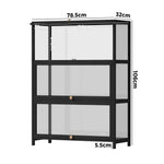Display Cabinet 3 Tiers Clear Door Black