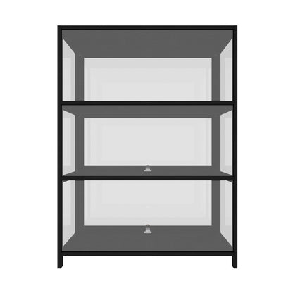Display Cabinet 3 Tiers Clear Door Black