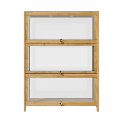 Display Cabinet 3-Tier Shelves Clear Oak