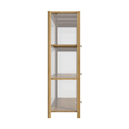 Display Cabinet 3-Tier Shelves Clear Oak