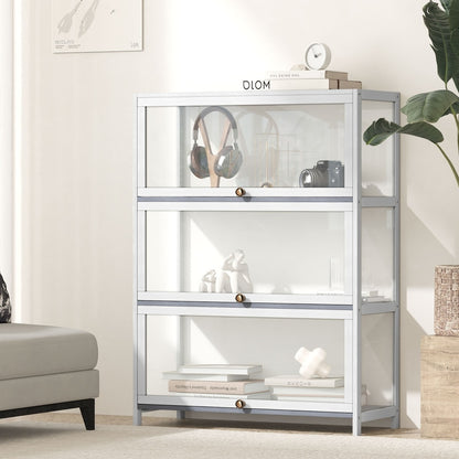 Display Cabinet 3 Tiers Clear Door White