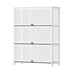 Display Cabinet 3 Tiers Clear Door White