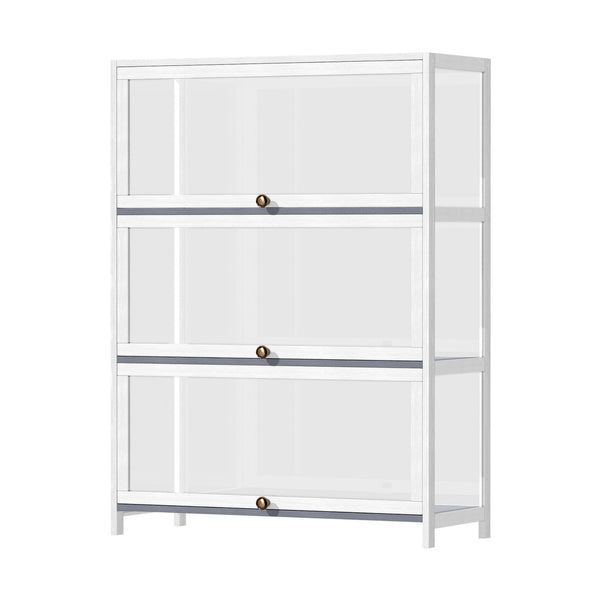 Display Cabinet 3 Tiers Clear Door White