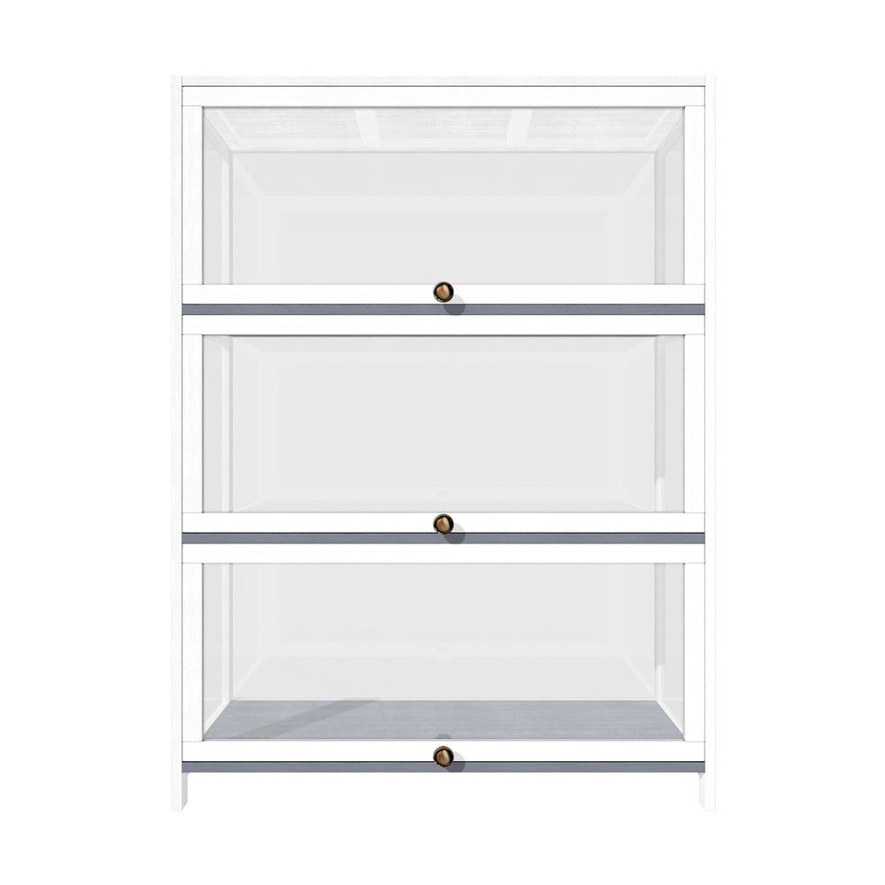 Display Cabinet 3 Tiers Clear Door White