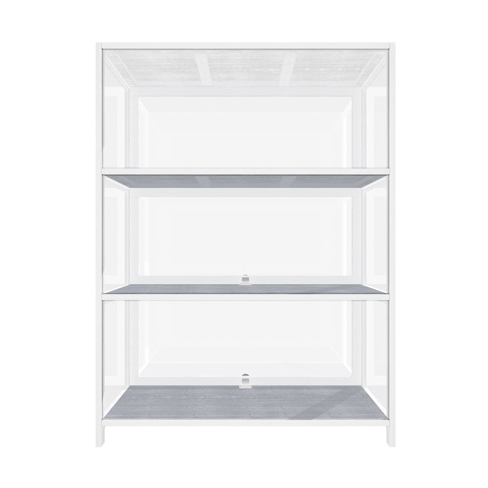 Display Cabinet 3 Tiers Clear Door White
