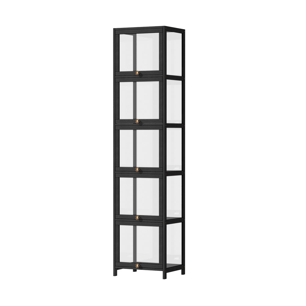 Display Cabinet Slim 5-Tier Clear Black