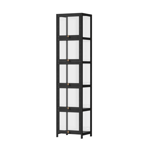 Display Cabinet Slim 5-Tier Clear Black