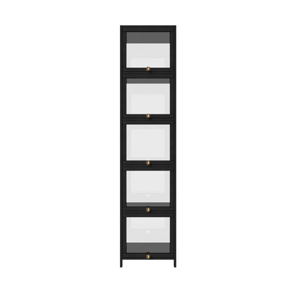 Display Cabinet Slim 5-Tier Clear Black