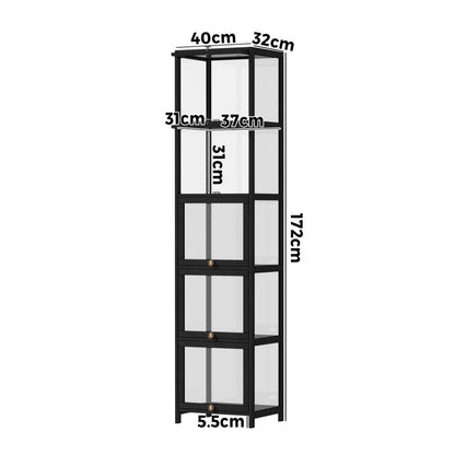 Display Cabinet Slim 5-Tier Clear Black